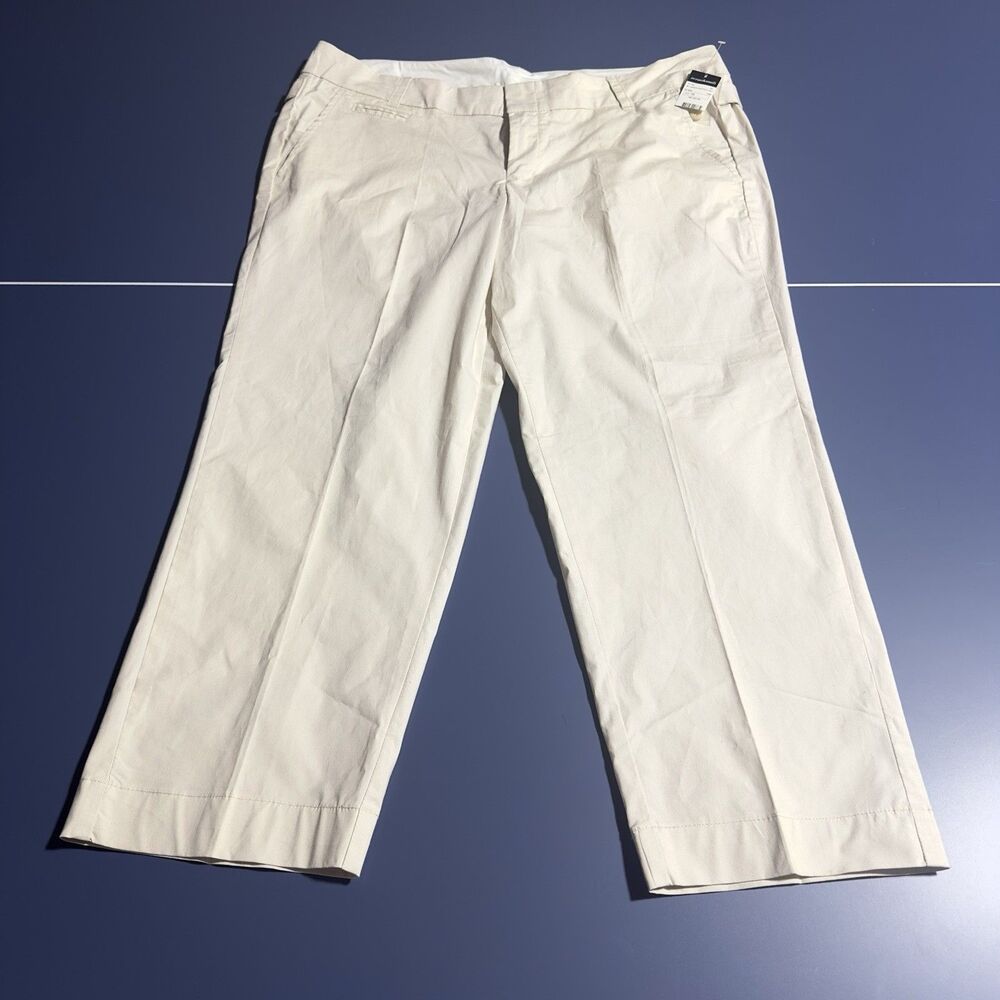 Norma Kamali Womens Career Crop Straight Leg Pants Beige Size 16 NWT